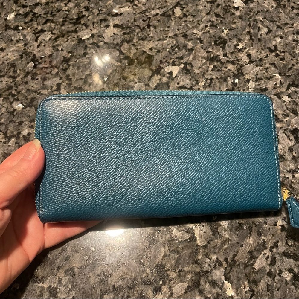 Coach Teal Blue Leather Long Wallet No callouts Like New - Picture 14 of 14